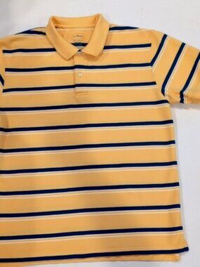 L.L Bean Traditional Fit Yellow Stripe Polo Shirt. Size Medium